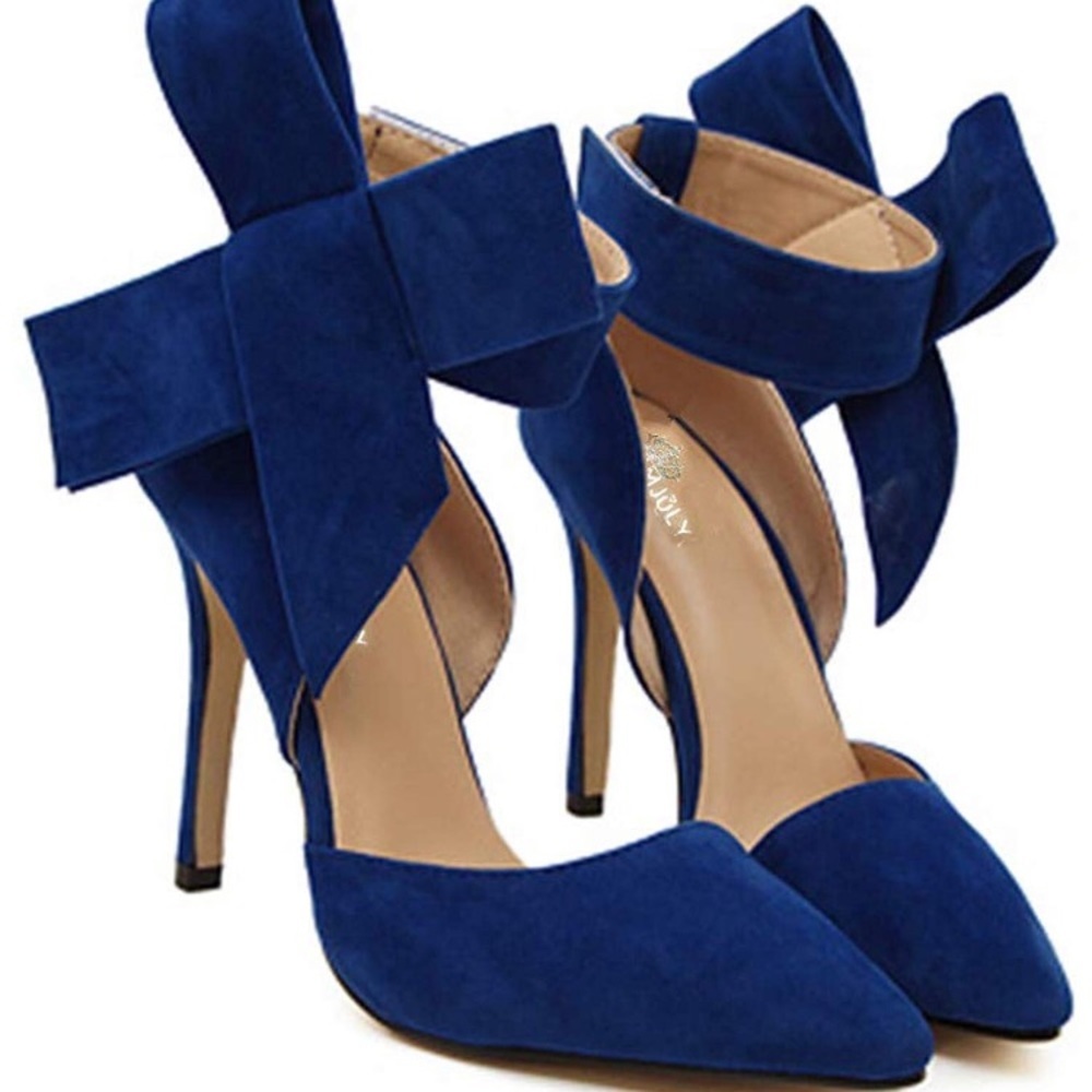 ✨BLUE SUEDE FOUR SEASONS BOW HEEL WOMANS SHOE *NWT